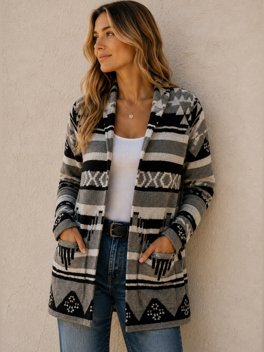 Idyllwind Southwestern Aztec Cardigan Large Neutral Western Sweater